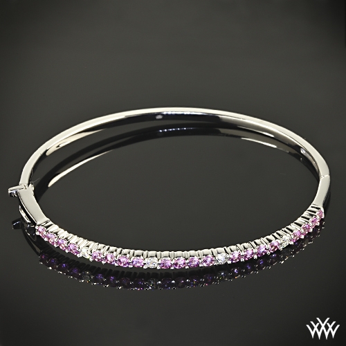 Pink Sapphire and Diamond Bangle