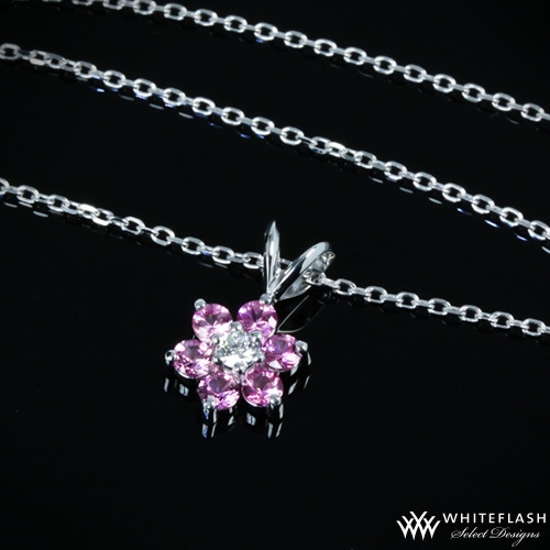 Pink Sapphire Flower Cluster Pendant