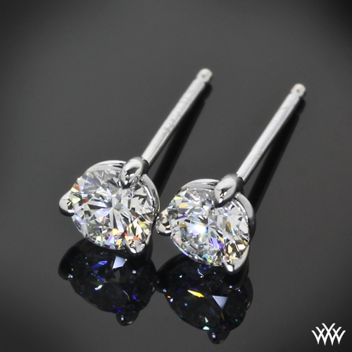 3 Prong Martini Diamond Earrings