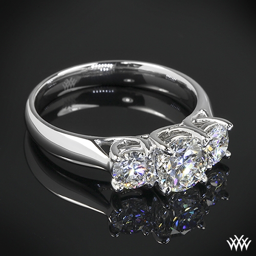 3 Stone Trellis Diamond Engagement Ring