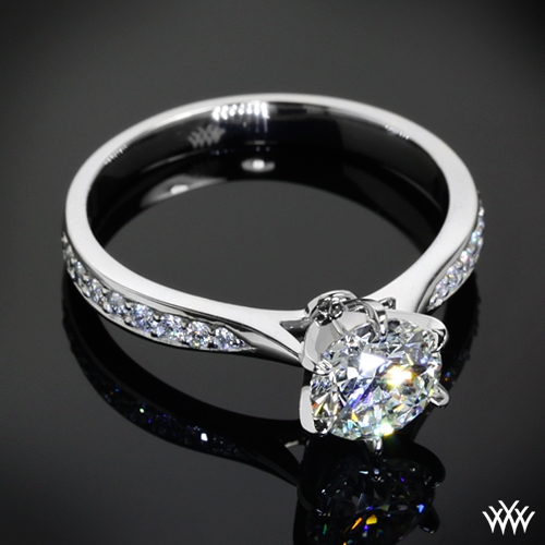 Customized Legato Sleek Line Pave Diamond Engagement Ring