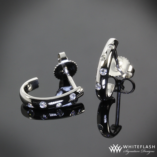 Platinum Scattered Diamond Hoop Earrings