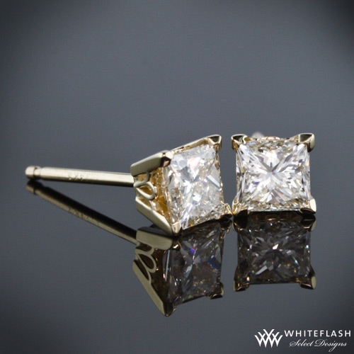 Princess Cut Diamond Scroll Studs