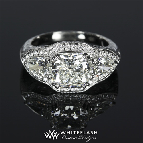 Radiant and Pear Diamond Engagement Ring