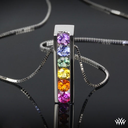 Rainbow Sapphire Slide Pendant