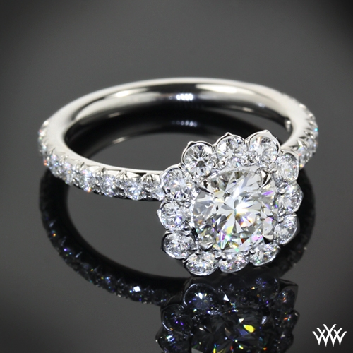 Lotus Halo Diamond Engagement Ring by Leon Mege