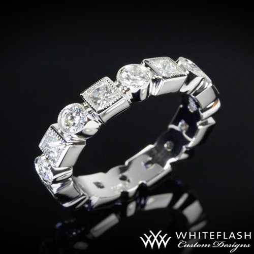 Round and Princess Platinum Wedding Ring