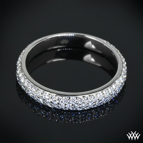 Custom Three Row Rounded Pave Diamond Wedding Band