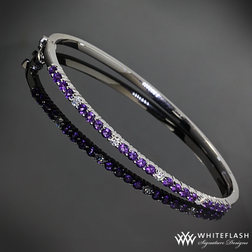 Shared Prong Amethyst and Diamond Bangle