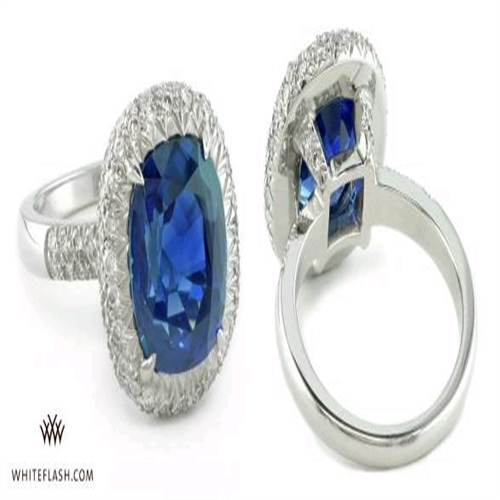 Sapphire and Diamond Halo Ring