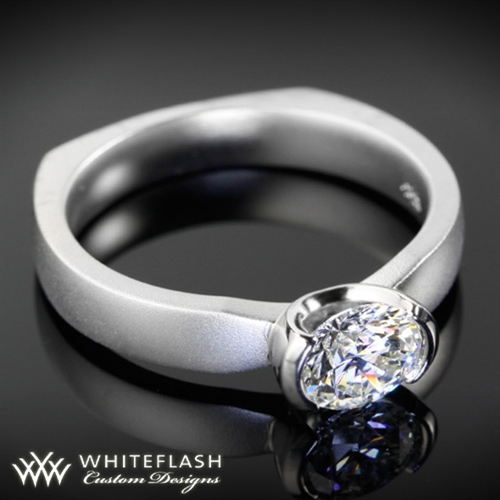 Satin Half Bezel Solitaire Engagement Ring