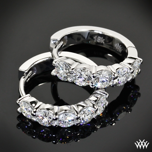 Shared Prong Diamond Hoop Earrings 