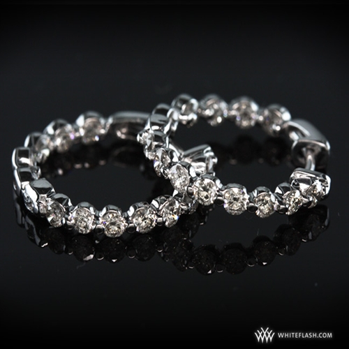 Shared Prong Eternity Diamond Hoops