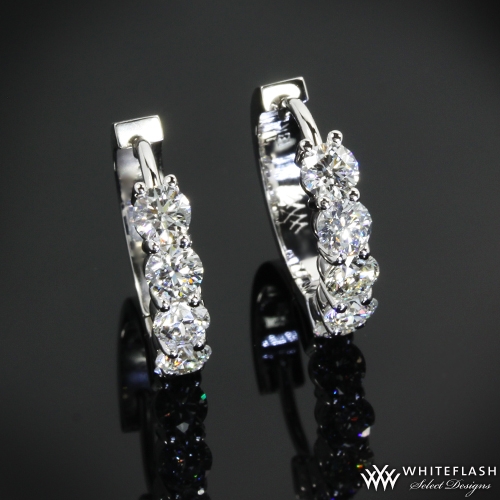 Shared Prong Hoop Diamond Earrings