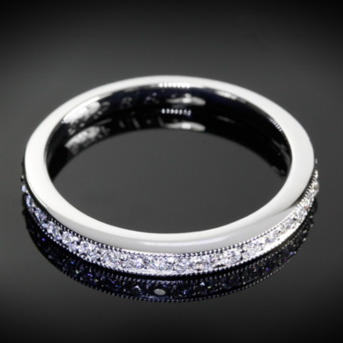 Sleek Line Miligrain Diamond Wedding Band