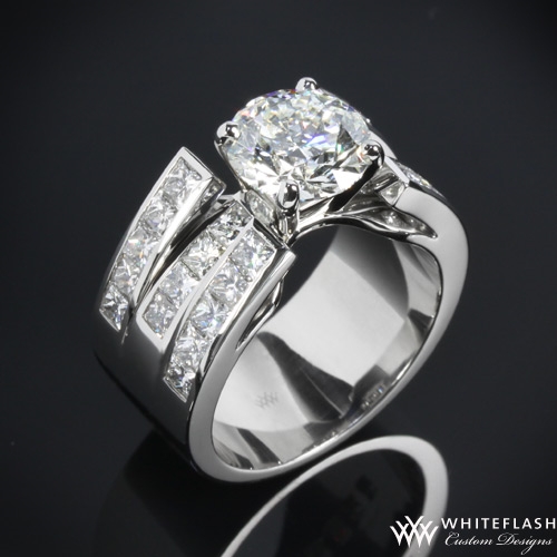 Three Row Channel Set Engagement Ring
