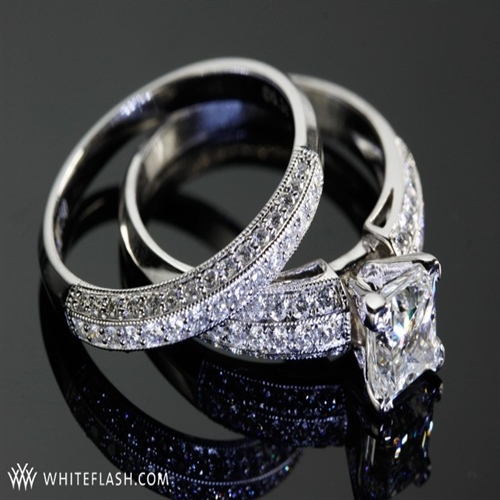 Three Sided Pave Diamond Engagement Ring