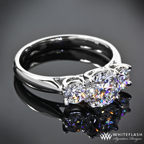 Three Stone Trellis Diamond Engagement Ring