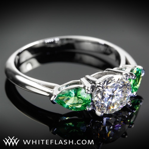 Tsavorite and Diamond Engagement Ring