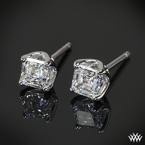 W Prong Diamond Earrings