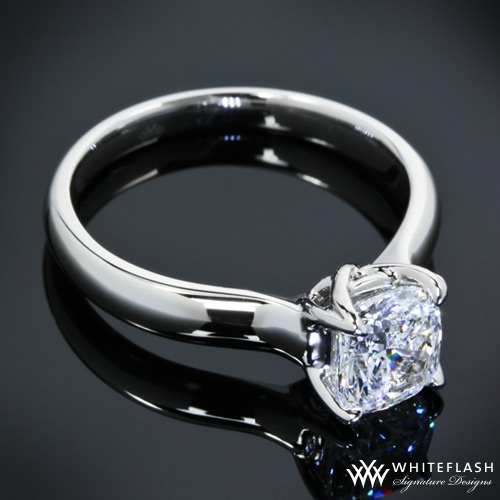 W Prong Cushion Solitaire Engagement Ring