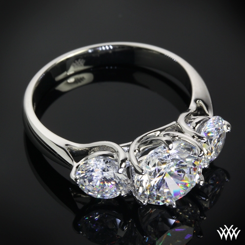3 Stone Butterflies Diamond Engagement Ring