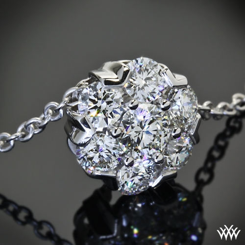 14k White Gold Floral Diamond Necklace