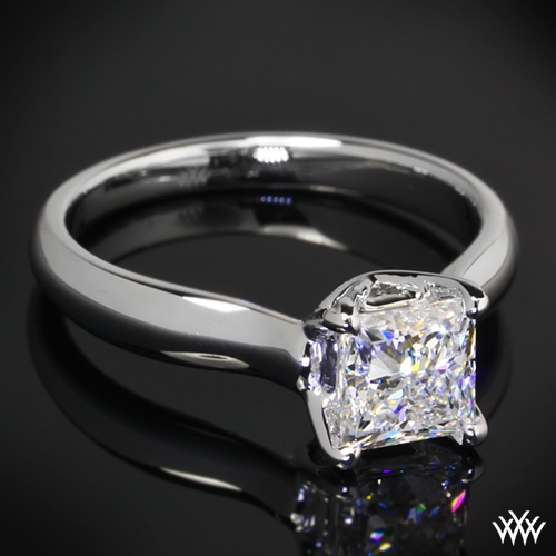 W-Prong Solitaire Engagement Ring for Princess Cut Diamonds