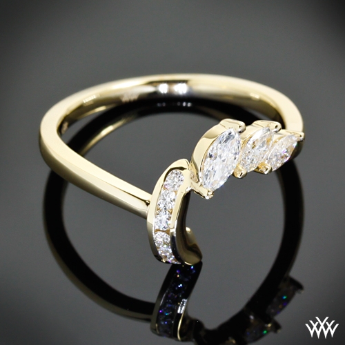 Custom Yellow Gold Marquise and Round Diamond Ring Guard 