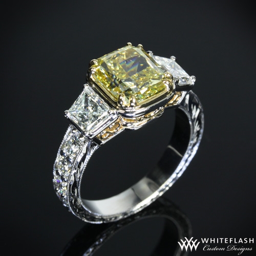 Yellow Cushion Cut Engagement Ring