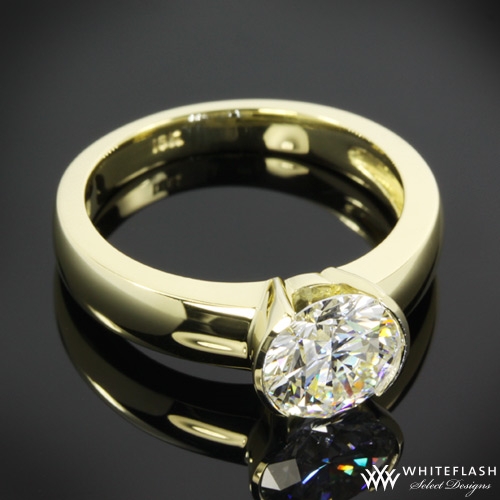 Yellow Gold Keystone Half Bezel Solitaire