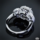 Three Stone Halo Pave Engagement Ring