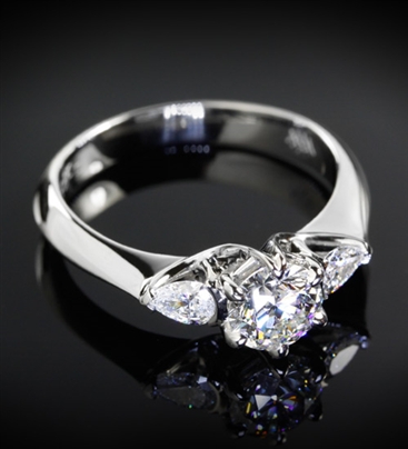 Three Stone Palladium Diamond Engagement Ring