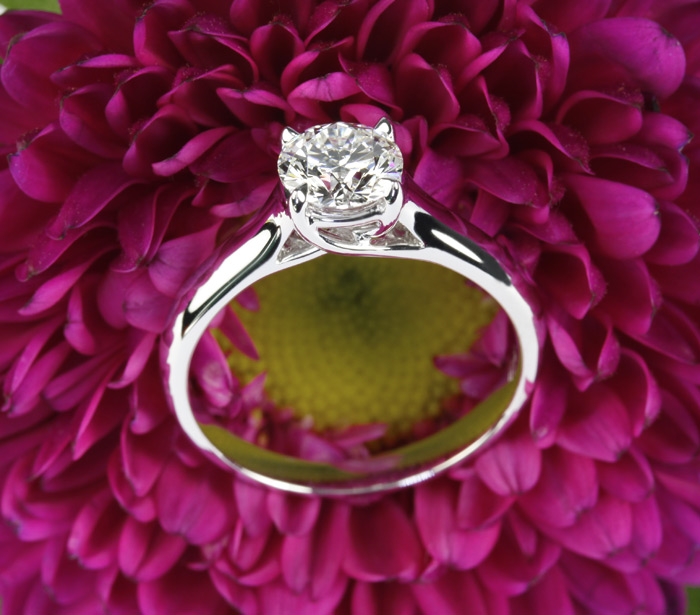 X Prong Trellis Solitaire Engagement Ring 13802