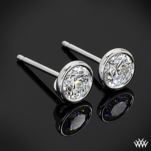 Handmade Full Bezel Diamond Earrings Ready Set To Go 871 Handmade Full Bezel Diamond Earrings With Two 0 50ct A Cut Above Diamonds