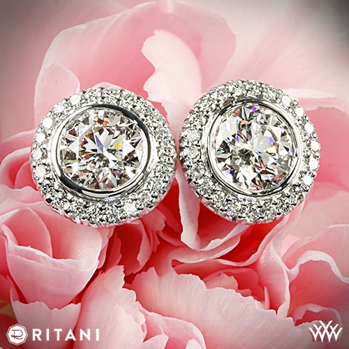 Ritani 5RZ3700 Bella Vita Halo Diamond Earrings