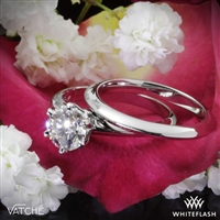 Vatche 6 Prong Solitaire Engagement Ring and Vatche Knife Edge Wedding Ring