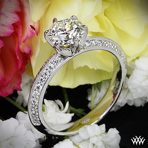 Knife Edge Pave Diamond Engagement Ring 711