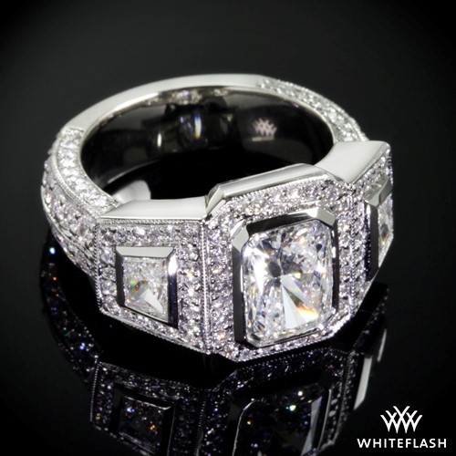 Custom Three Stone Radiant Engagement Ring