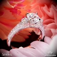 Simon G MR2208 Three Stone Caviar Diamond Engagement Ring