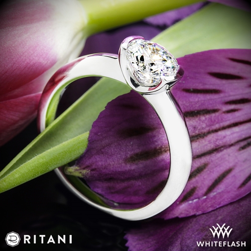 Ritani 1RZ1065 Semi Bezel-Set Solitaire Engagement Ring