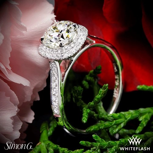 Simon G. MR2395 Passion Halo Diamond Engagement Ring