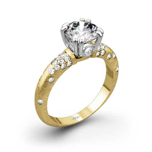Petite Champagne Pave Diamond Engagement Ring