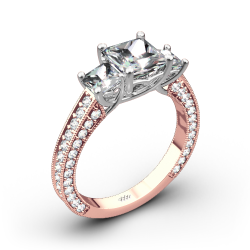 Clara Ashley Three Stone Engagement Ring for Princess