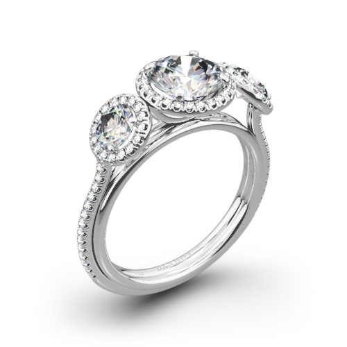 Danhov LE101 Per Lei Three Stone Halo Engagement Ring