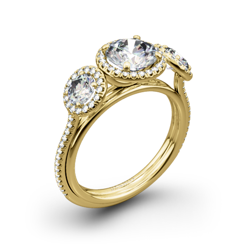 Danhov LE101 Per Lei Three Stone Halo Engagement Ring