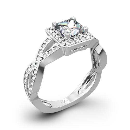 Diamond Braid Diamond Engagement Ring for Princess