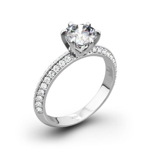 Knife-Edge Pave Diamond Engagement Ring