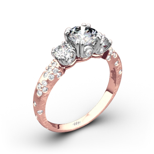 Champagne Petite Three Stone Engagement Ring