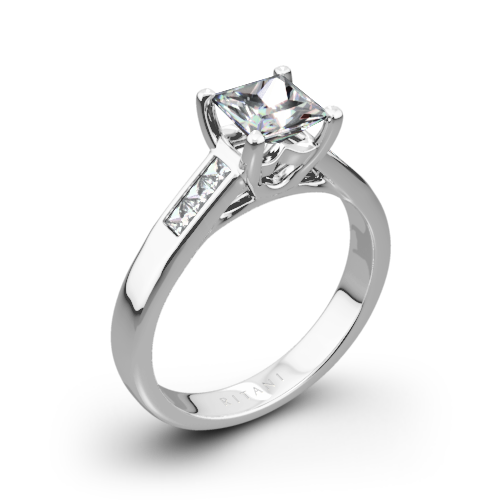 Ritani 1PCZ1193 Channel-Set Diamond Engagement Ring for Princess